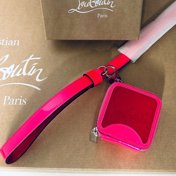 NWB Christian LOUBOUTIN Dog Pet Waste Carrier Fluorescent Pink Leather & Patent - Picture 10 of 11